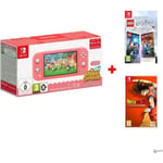 Pack Nintendo Switch Lite Corail Animal Crossing + Harry Potter + Dragon Ball Z