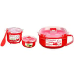 Sistema Microwave Rice Cooker (2.6L) & Round Microwave Food Container (915ml) Set | 2 Count & Microwave Breakfast Bowl | Round Microwave Container | 850 ml | BPA-Free | Red | 1 Count