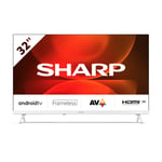 SHARP Frameless Smart TV 32 Inch HD LED Smart Android Television White 32FH2KW