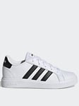 adidas Sportswear Kids Unisex Grand Court 2.0 Trainers - White/Black, White/Black, Size 10 Younger