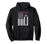 Proud Military Child Funny Purple Up for Military Kids Pullover Hoodie