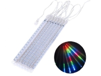 Maclean Solar LED Lights, 2.4m long, 144 LEDs, 8 RGB icicles, falling icicle mode, Li 800mAh battery, MCE412