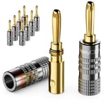 deleyCON 10 Pièce Fiche Banane Jeu - Plaqué Or à Visser pour Câble Haut-Parleur Câble Haut-Parleur 0,75 mm - 4,5 mm & par Ex. HiFi Audio Home Cinéma Récepteur - Gris