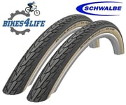 2 Schwalbe Road Cruiser 27 x 1 1/4 Amber Wall  Gumwall Tyres