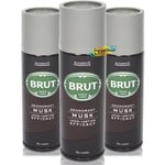 3x Brut Musk Long Lasting Deodorant Body Spray 200ml