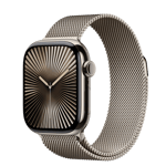 Apple Watch Series 10 (GPS + Cellular) • Titanboett naturlig, 42 mm • Milanesisk loop naturligt titan