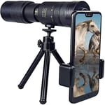 Cadeau 4K 10 - Télescope monoculaire à zoom super téléobjectif 300X40mm, monoculaire de Vision nocturne étanche avec support pour smartphone et trépied pour le camping d'observation des oiseaux