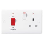 BG Nexus 870 - Slimline 45 Amp Cooker Switch & Plug Socket White With Neon