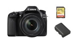 CANON EOS 80D reflex 24.2 mpix KIT EF-S 18-135mm F3.5-5.6 IS USM + 64GB SD card + LP-E6N Battery