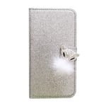 Samsung Galaxy A71 Case, 3D Handmade Glitter Fox Bling Diamonds Flip PU Leather Wallet Shockproof Phone Case with Kickstand Card Slots Folio Magnetic Protective Cover for Samsung A71, Silver