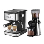 GEEPAS 20 Bar Espresso Cappuccino Coffee Machine & Conical Burr Coffee Grinder