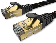 Câble réseau Bivani Cat 8.1 Premium 7,5 mètres - 40 Gbps - 25gbase-t /40GBase-T - PIMF 2000 MHz - Câble Ethernet Gigabit Cat 8 blindé S/FTP avec fiche RJ45/protection en Nylon - Série Elite - 7,5 m