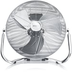 Brandson – 20 inch floor fan with 3 speed levels – Silver wind machine with chrome finish – adjustable head – easy to carry – full metal air circulator – versatile use – photoshoot