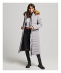 Superdry Womens Arctic Longline Puffer Coat - Grey - Size 10 UK