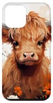 iPhone 12 mini Cute Baby Highland Cow with Flowers Calf Animal Spring Case