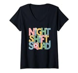 Womens Night Shift Squad CNA RN Nursing Team Group Funny Nurse V-Neck T-Shirt
