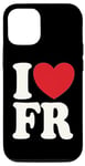 Coque pour iPhone 12/12 Pro J'aime FR I Heart FR Initiales Hearts Art F.R