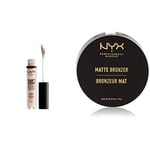 NYX PROFESSIONAL MAKEUP Anticernes/Correcteur - Can't Stop Won't Stop Contour Concealer - Light Ivory & Poudre Compacte Bronzante Corps et Visage Matte Bronzer, Sans Reflets, Light