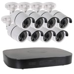 Electriq HD CCTV Camera System, 8 Channel 1080p Surveillance DVR with 8 x 1080p Outdoor Security Bullet Cameras Weatherproof, Motion Dectection, Mobile Live Viewing, App, 2TB Hard Drive