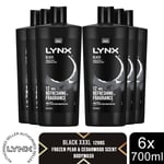 Lynx Black Shower Gel with Frozen Pear & Cedarwood HD Fragrance 700ml, 6 Pack
