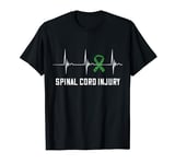 Heartbeat EKG Pulse Lime Green Ribbon Spinal Cord Injury T-Shirt