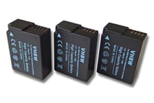 vhbw 3x Batteries compatible avec Panasonic Lumix DMC-GX8H, DC-FZ1000 II, DMC-FZ330, DMC-GX8A, DMC-G81, DC-G90 appareil photo (1000mAh, 7,2V, Li-ion)