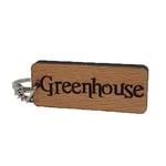Greenhouse Engraved Wooden Keyring Keychain Key Ring Tag