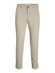 JACK & JONES Men Chino Trousers Stretch Pants Tapered Fit Slim Style JPSTMARCO JJBOWIE, Colours:Beige, Pant Size:30W / 30L, Leg Length:L30