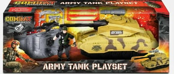 Combat Mission Army Tank Playset Military Base Soldier Children Toy  Gift