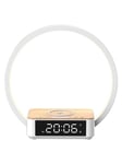 bedside lamp with wireless charging and alarm clock - White