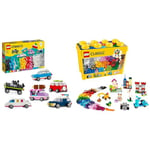 LEGO Classic Creative Vehicles, Colourful Model Cars Kit featuring a Police Car Toy & 10698 Classic Large Creative Brick Storage Box Set, Building Toys for 4 Plus Year Old Kids