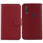 Lankashi Premium Genuine Real Flip Folder Folio Leather Case For Alcatel 1S 2020 / 3L 2020 6.22" Book Wallet Business Phone Protection Protector Cover Skin Pouch Etui (Dark Red)