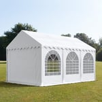 TOOLPORT XXL 4x6 m partytält - 2,6 m sidohöjd, med bottenram, PVC 1400, vit - (7694BL)