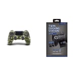 Sony PlayStation DualShock 4 Controller - Green Cammo & Venom PlayStation 4 Twin Charge Docking Station - Black (PS4) VS2732