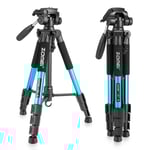 Kamerastativ, lätt kamerastativ med avtagbart 3-vägshuvud, aluminiumfotostativ för DSLR Canon Nikon Sony, stativ för smartphone med cell