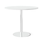 Cafébord Runt, Storlek Ø90 cm, Bordsskiva Vit, Stativ Polerat stål