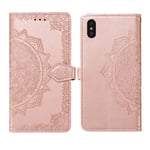 ZCDAYE Wallet Case for iPhone XS Max,Premium PU Leather Embossed Mandala Florals Magnetic Closure,Card Slots,Kickstand,Cash Pocket Slim Protective Case Cover for iPhone XS Max-Rose Gold