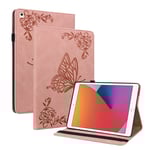 Läderfodral Fjärilar Apple iPad 10.2 9th Gen (2021) Rosa