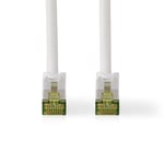 NEDIS Câble réseau catégorie 7 - S/FTP - Fiche RJ45 - Connecteur RJ45-0,50 m - Anti-accroc - Rond - LSZH - Blanc - Label