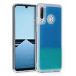 kwmobile Case Compatible with Huawei P30 Lite - Flowing Neon Sand Liquid Case with TPU Bumper - Neon Blue