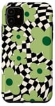 Coque pour iPhone 11 Motif floral rétro des années 70 Vert sauge