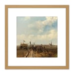 Rochussen Race Track Scheveningen Horse Painting 8X8 Inch Square Wooden Framed Wall Art Print Picture with Mount
