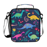 Mnsruu Dinosaurs Lunch Bag with Adjustable Shoulder Strap for Boys Girls,Insulated Lunch Box Cooler Bag for School Office Travel