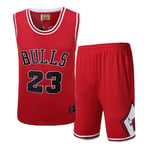 Jordan Bulls #23 2-Piece Basketball Jersey Set for Men, Swingman Edition Jersey, Sportswear, Unisex Sleeveless TShirt (S-3XL)-red-2XL