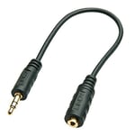LINDY Câble audio haut de gamme Jack 3,5 mm mâle vers jack 2,5 mm femelle, 20 cm, noir