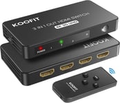 MONDODIGITALE-Multi Hdmi, Multiprise Splitter Commutateur Hdmi 4K Switch 3 Entrées 1 Sortie, Commutateur Avec Télécommande Splitter Full Hd 4K, Switch 3 Ports Pour Tv, Ps5, Lecteur Blu-Ray, Dvd, Xbox(Noir)