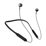 Fashion Bluetooth Earphone, Wireless Earphones Bluetooth Anti-lost Neck Strap Headset Earbud IP67 Sweatproof Waterproof Sport Headphones, for Mobile Phone Laptop (Color : Black)