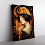 Art Deco Woman Tachisme Art No.3 Canvas Print for Living Room Bedroom Home Office Décor, Wall Art Picture Ready to Hang, 76x50 cm (30x20 Inch)