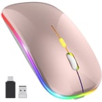 Uppdatering PC-mus trådlös, LED återuppladdningsbar tyst trådlös mus bärbar datormus, 2,4 G USB-möss med USB-mottagare Typ C-kompatibilitet med