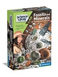 Clementoni Science & Play Lab-Fossils and Minerals-Dig Kit, Educational and Scientific, Archaeological Excavation Toy, Gift Age 6, English, Made in Italy, 61409, Multicolor